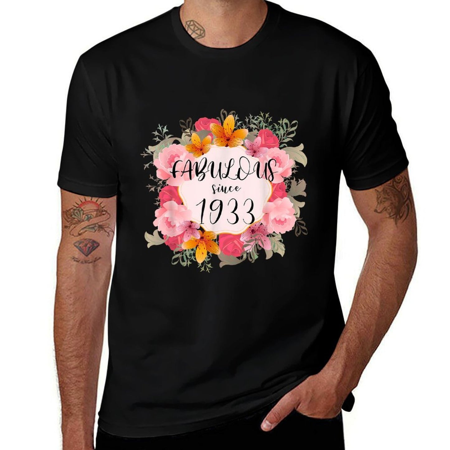 Women 90 Years Old Fabulous Since 1933 Happy 90th Birthday  Slim-fit Cut T-Shirt