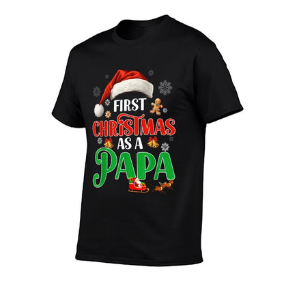 Announcement First Christmas As A Papa Matching Family Xmas  Stretchy T-Shirt