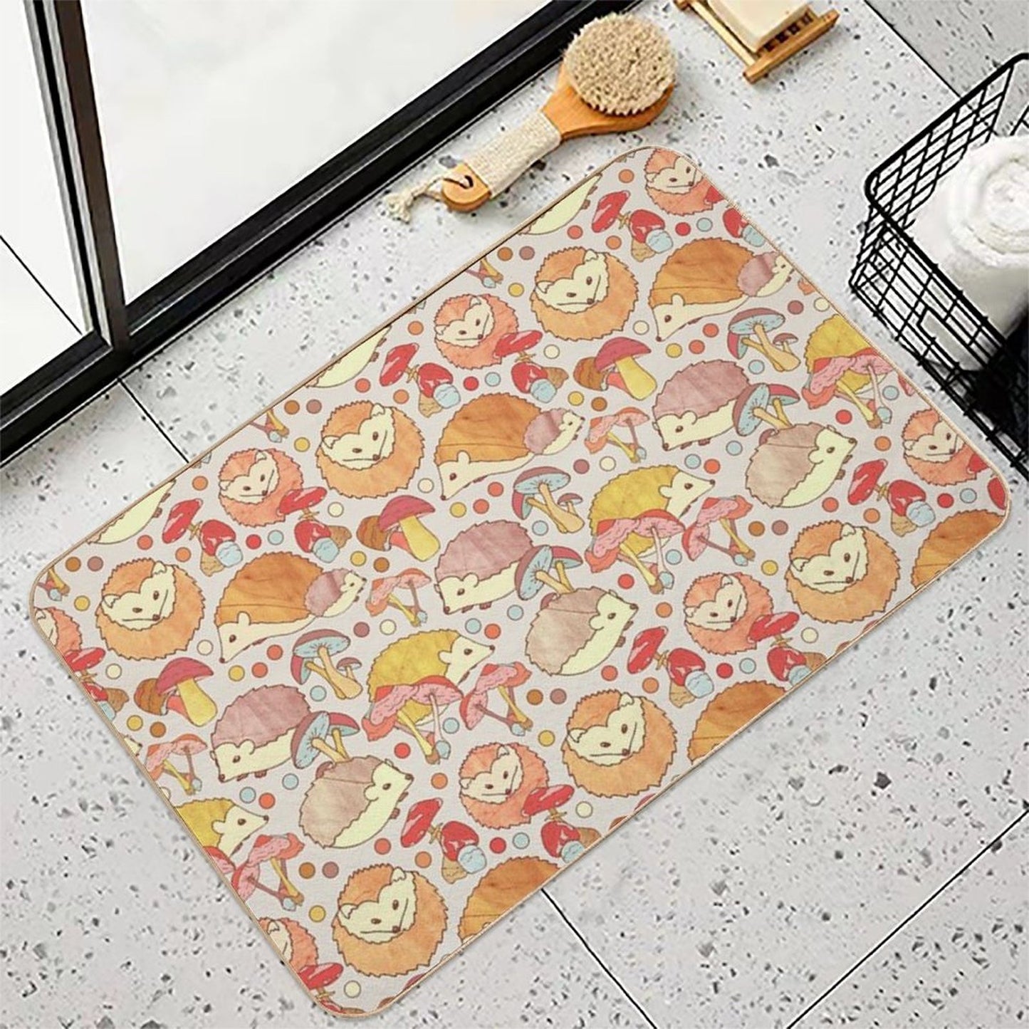 Woodland Hedgehogs - A Pattern in Soft Neutrals  Multi-Purpose Bath Mat