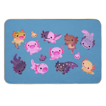 Happy Axolotl - Blue  Repositionable Bath Mat