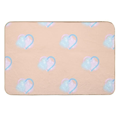 Lover Clouds on Peach Background Smaller  Fade-Resistant Bath Mat