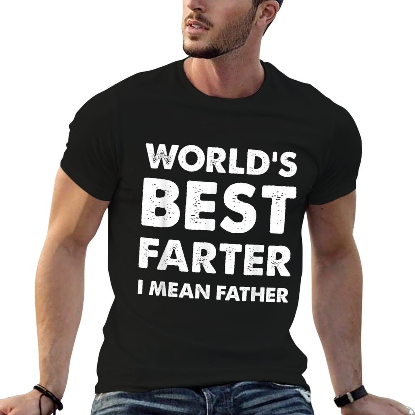 Fathers Day Retro Dad Worlds Best Farter I Mean Father  Tagless Design T-Shirt