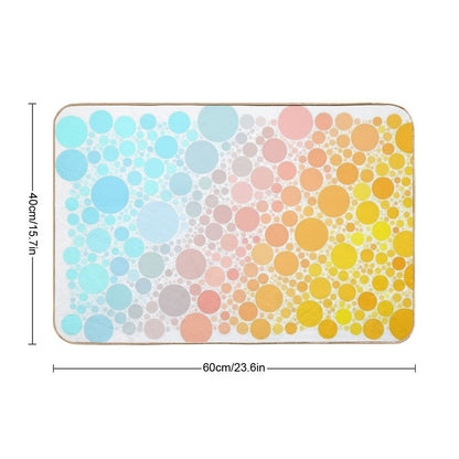 Aqua And Orange Sunrise Bubble Polka Dot Pattern  Toxin-Free Bath Mat