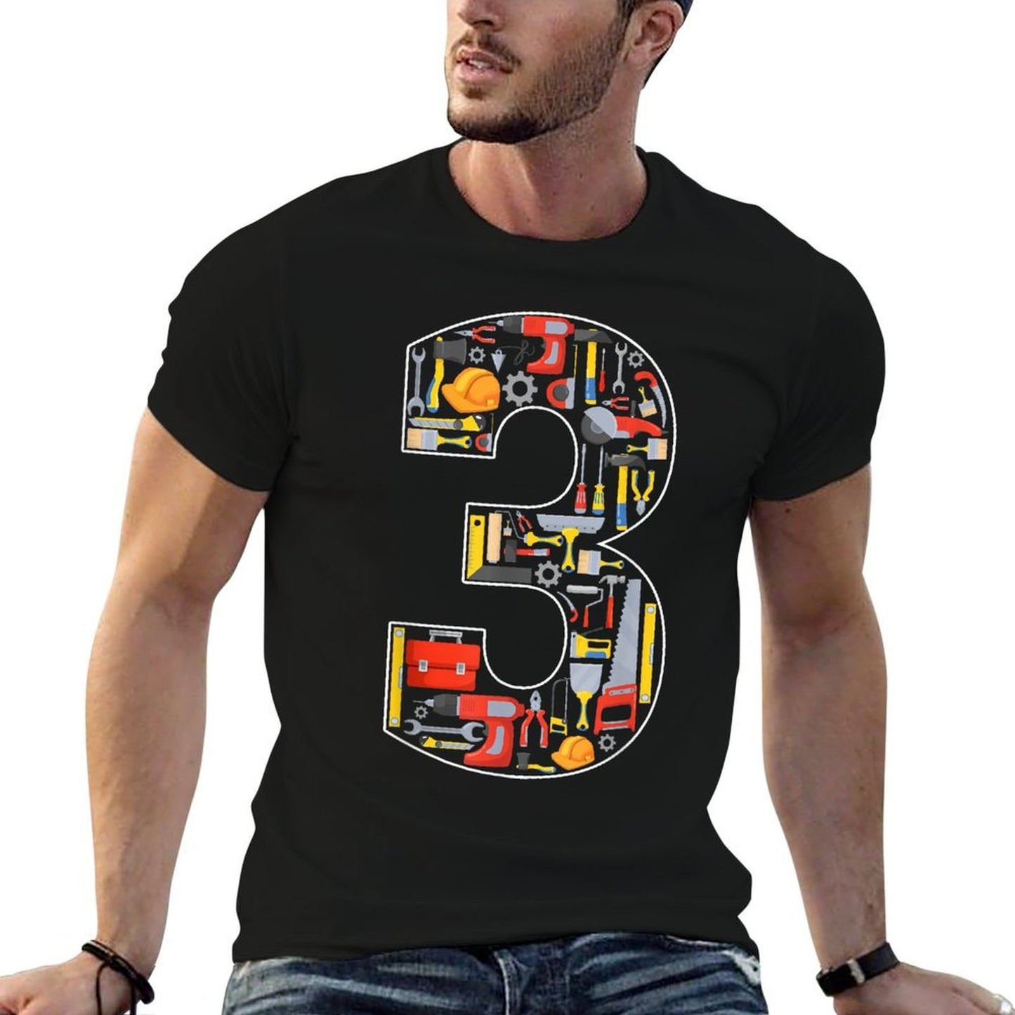 3rd Birthday Construction Building Tools Kids 3 Year Old  Wrinkle-resistant T-Shirt