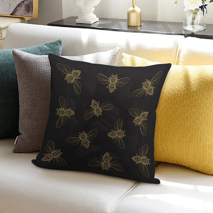 Mandala Bees Soft Shrink-Resistant Throw Pillow