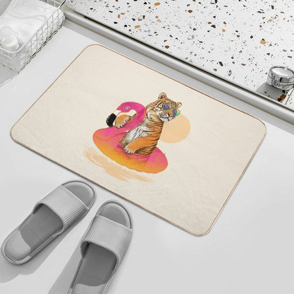 Chillin, Flamingo Tiger Durable Bath Mat