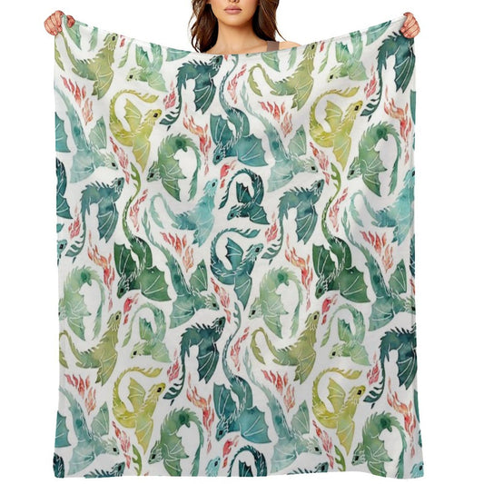 Dragon Fire Turquoise & Green Gift-ready Throw Blanket