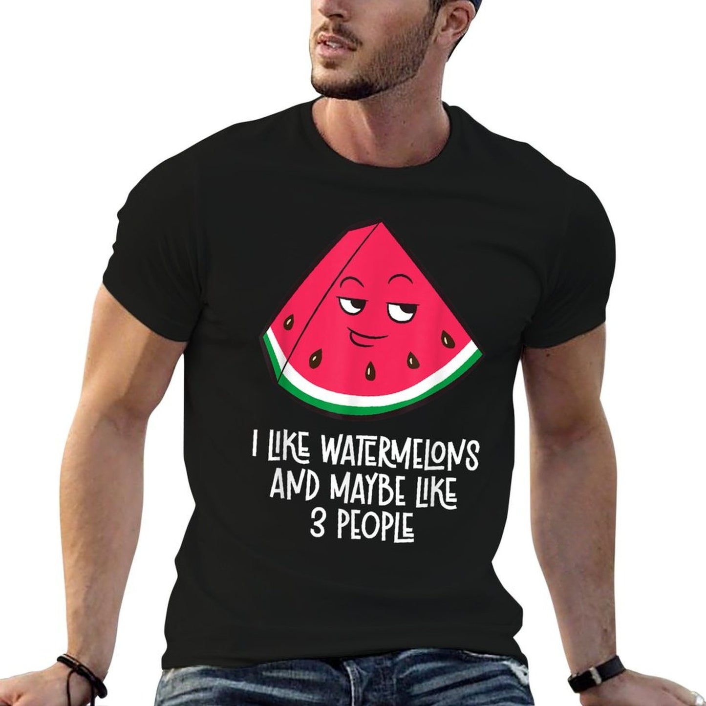 I Like Watermelons And Maybe Like 3 People Cute Watermelon  Oversized Silhouette T-Shirt