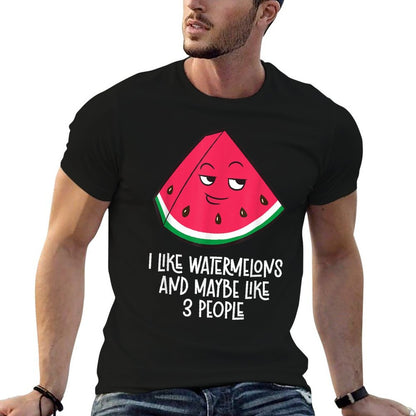I Like Watermelons And Maybe Like 3 People Cute Watermelon  Oversized Silhouette T-Shirt