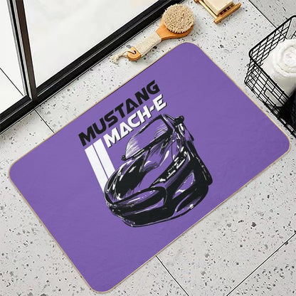 Retro Mustang Mach-E Vintage Stripes Durable Bath Mat