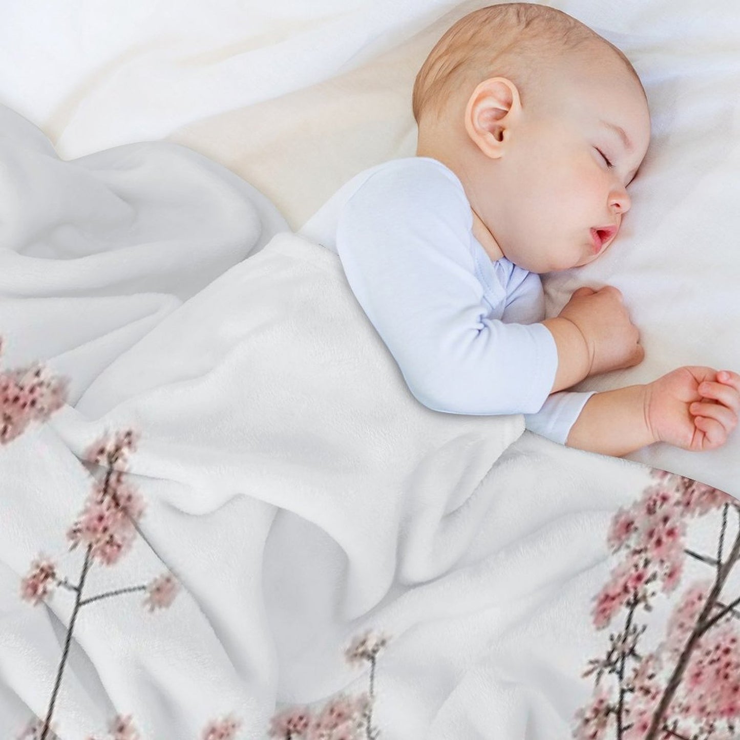 Minimal Japanese Cherry Blossom Gift-ready Throw Blanket