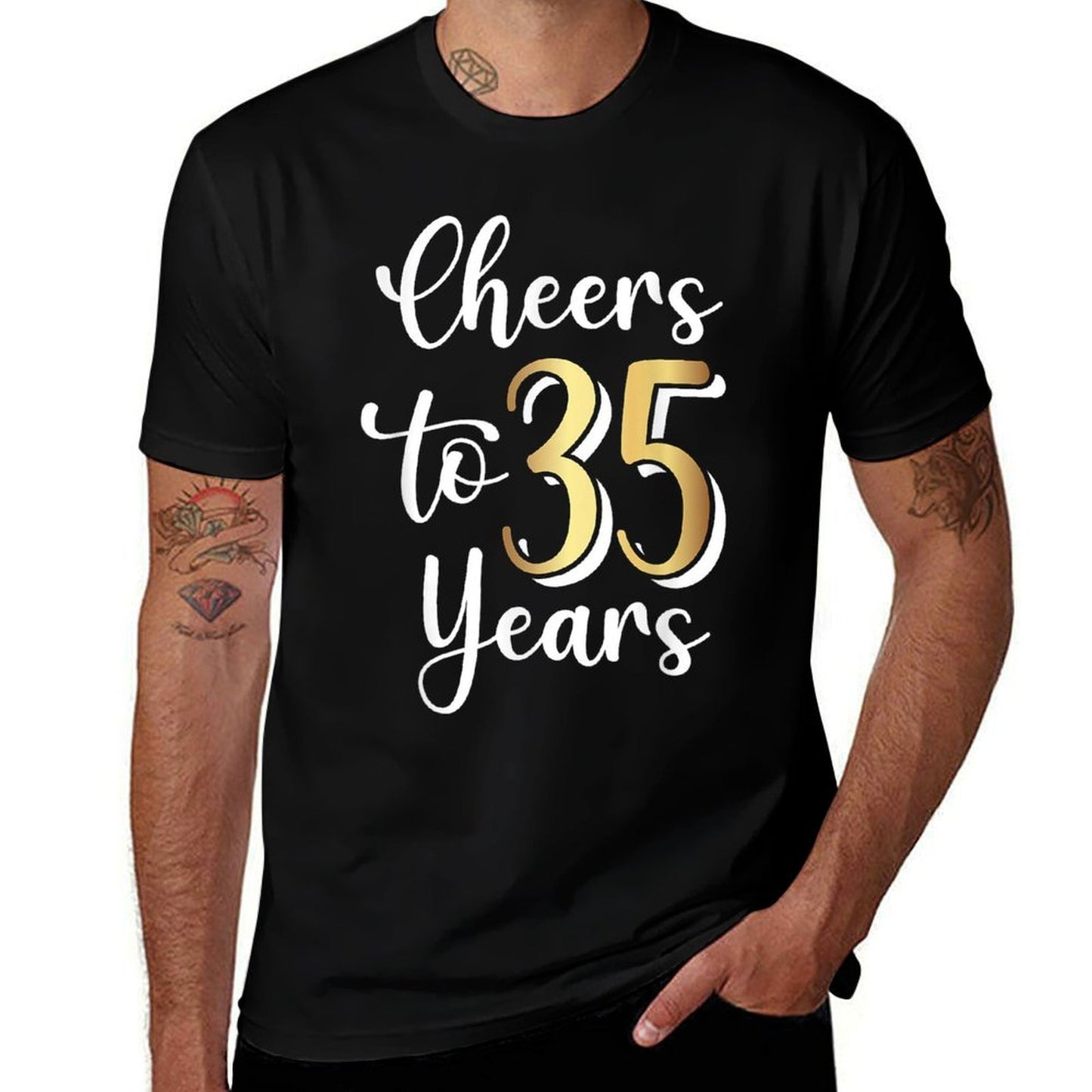 Cheers to 35 35th Birthday  Oversized Silhouette T-Shirt