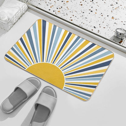 Blue And Yellow Sun, Sunrise  Eco-Friendly Bath Mat