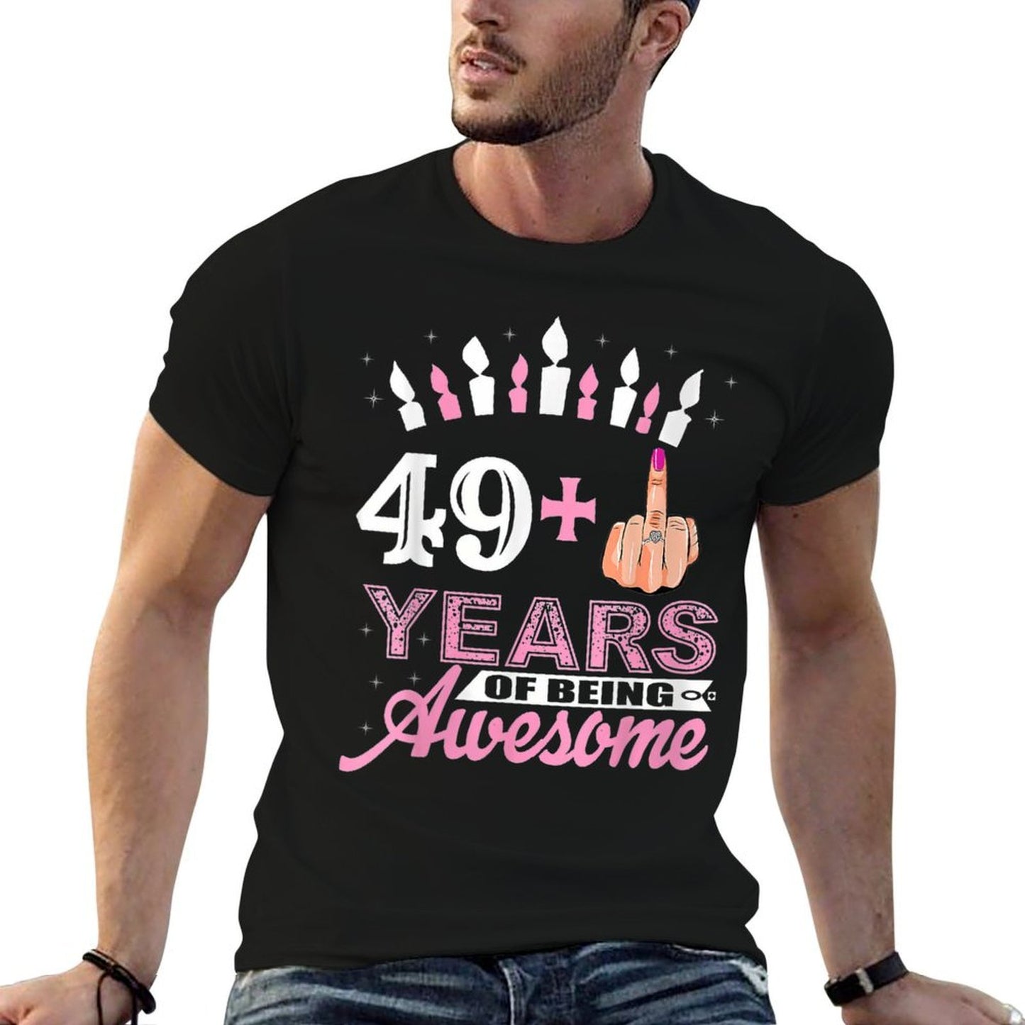 Womens 50Th I Am 49 Plus Middle Finger Christmas  Trendy Pattern T-Shirt