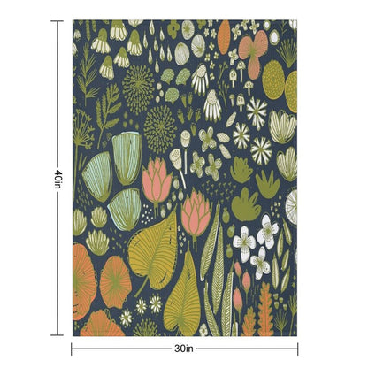 Botanical Sketchbook M+M Navy by Friztin Travel-friendly Throw Blanket