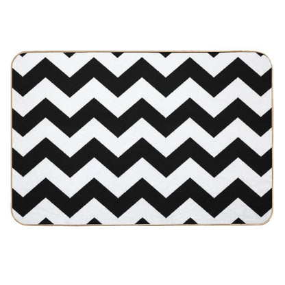 Black And White ZIG-ZAG  Easy To Clean Bath Mat