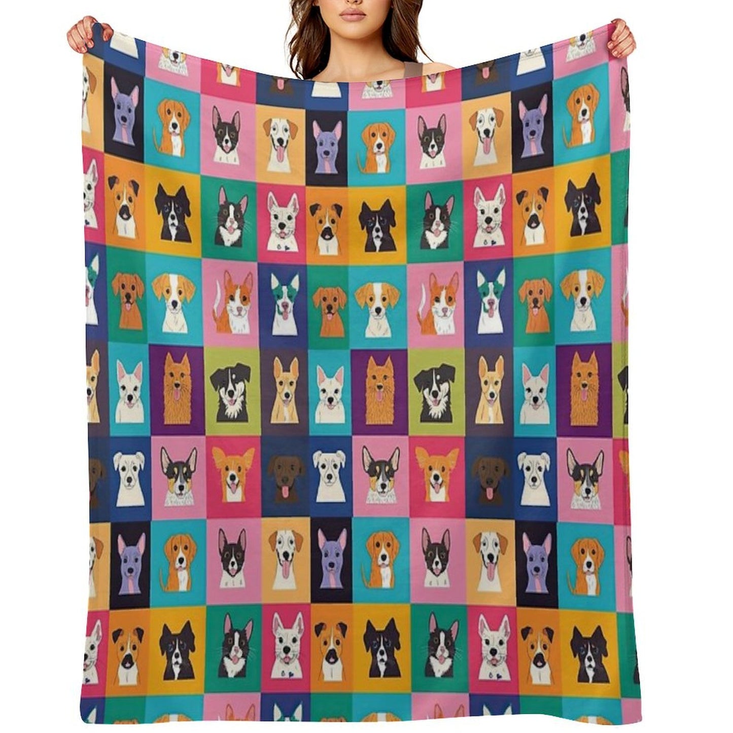 Bright And Happy Animal Heads for Decoration Versatility Throw Blanket