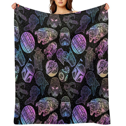 Space Wars Watercolor Mandalas Wrinkle-free Throw Blanket
