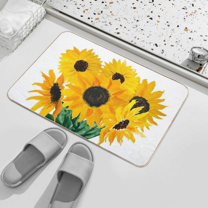 Painted Sunflower Bouquet  Repositionable Bath Mat