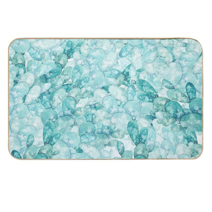 Green Cactus Pattern Watercolor  Dirt-Trapping Bath Mat