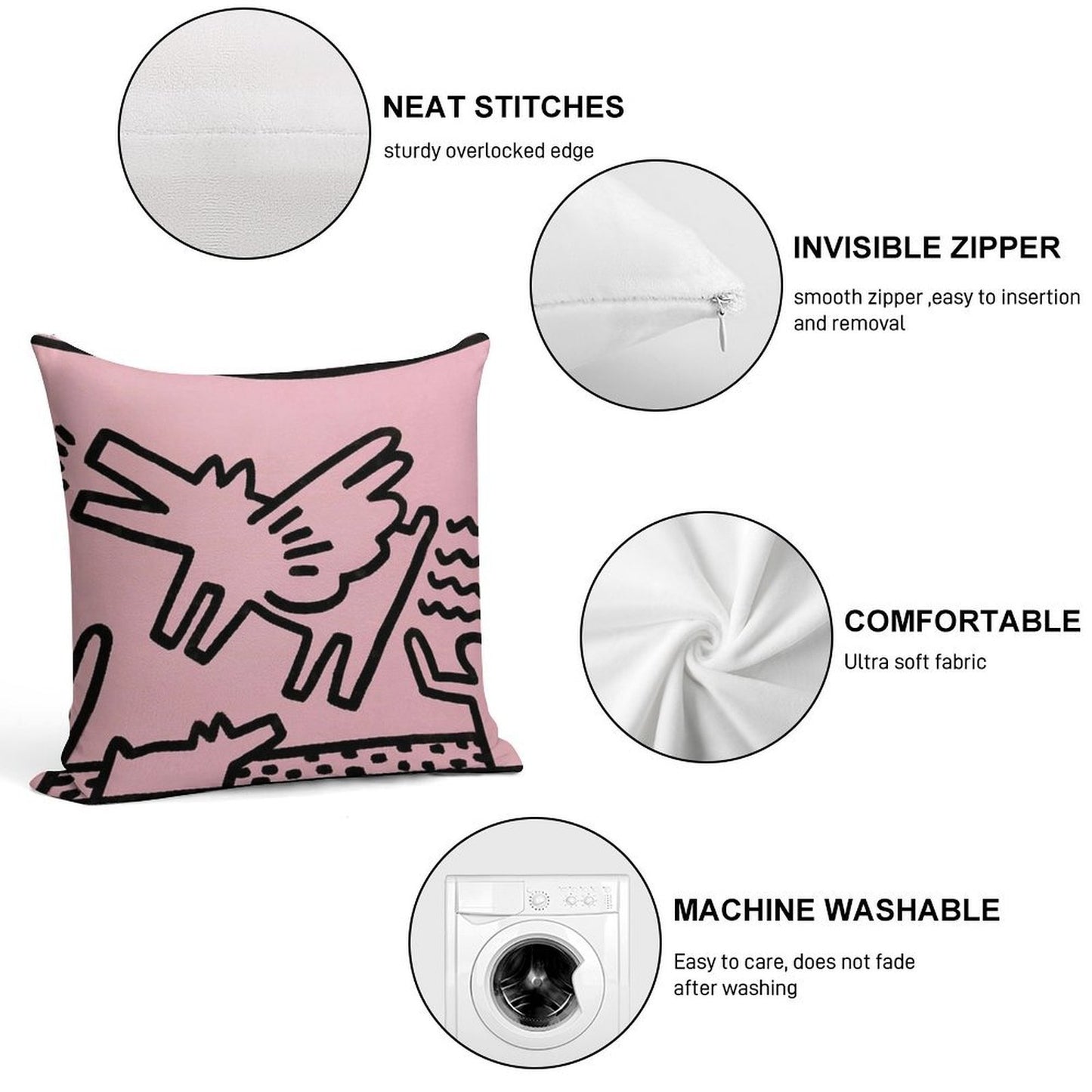 Colorful People Pop Art Soft Luxury Feel Throw Pillow