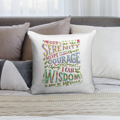 Serenity Prayer Hand Lettered Soft Skin-Friendly Throw Pillow