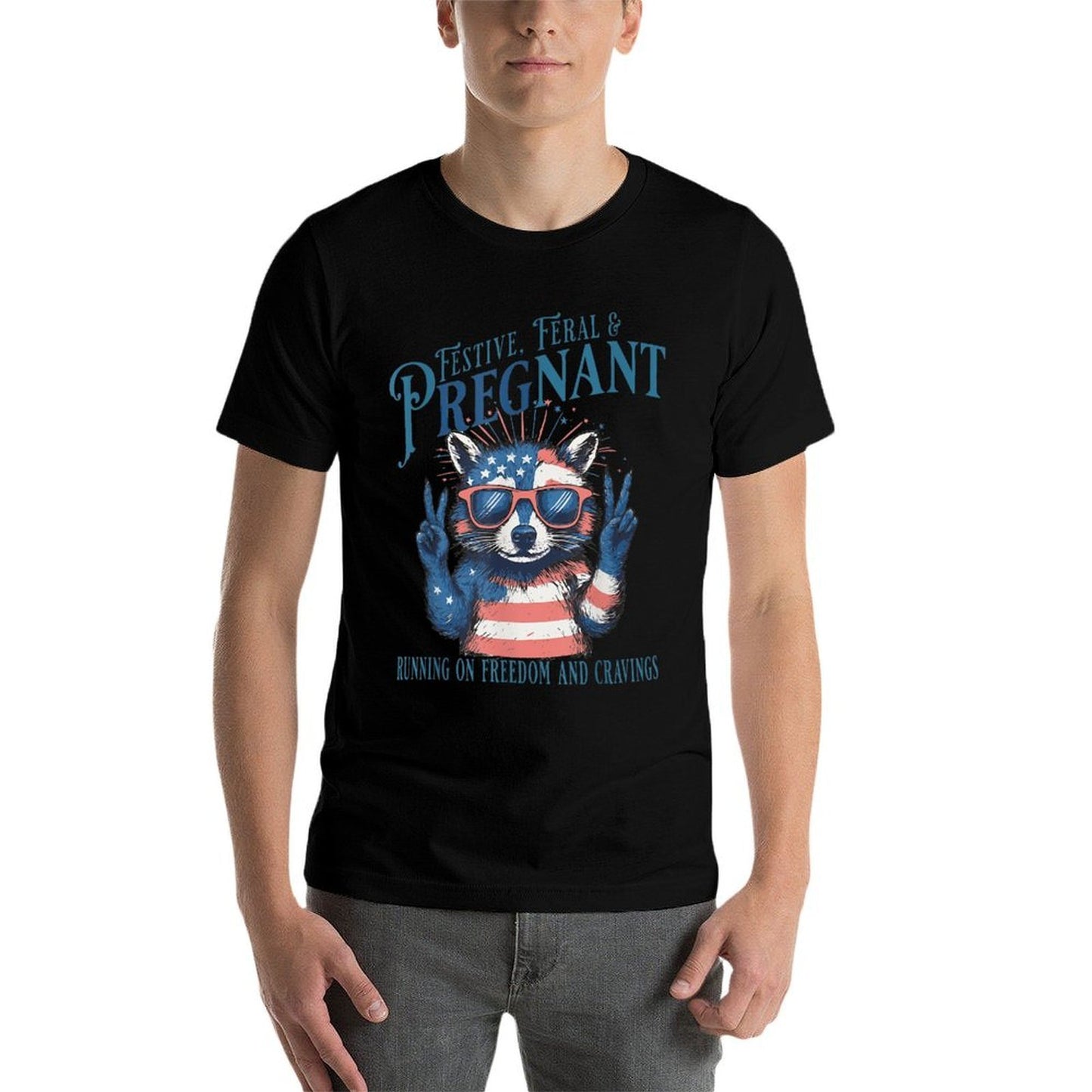 Women Feral And Pregnant 4th of July Pregnancy Announcement  Versatile T-Shirt