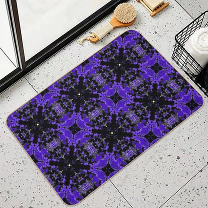 Purple And Black Repeating Liquid Tile  Dirt-Trapping Bath Mat