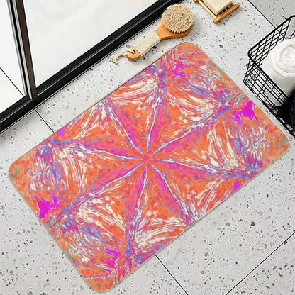 Chaotic Autumn Texture  Psychedelic Fall Art  Vibrant Abstract Design  Rapid-Drying Bath Mat