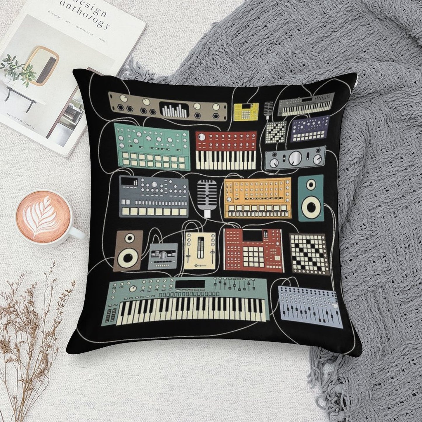 Electronic Musician Synthesizer And Drum Machine Dj Soft Easy Maintenance Throw Pillow