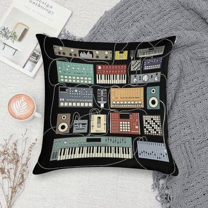Electronic Musician Synthesizer And Drum Machine Dj Soft Easy Maintenance Throw Pillow