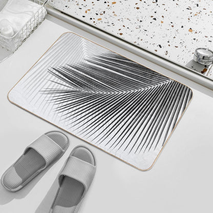 Palm Leaf Synchronicity - Bw  Repositionable Bath Mat