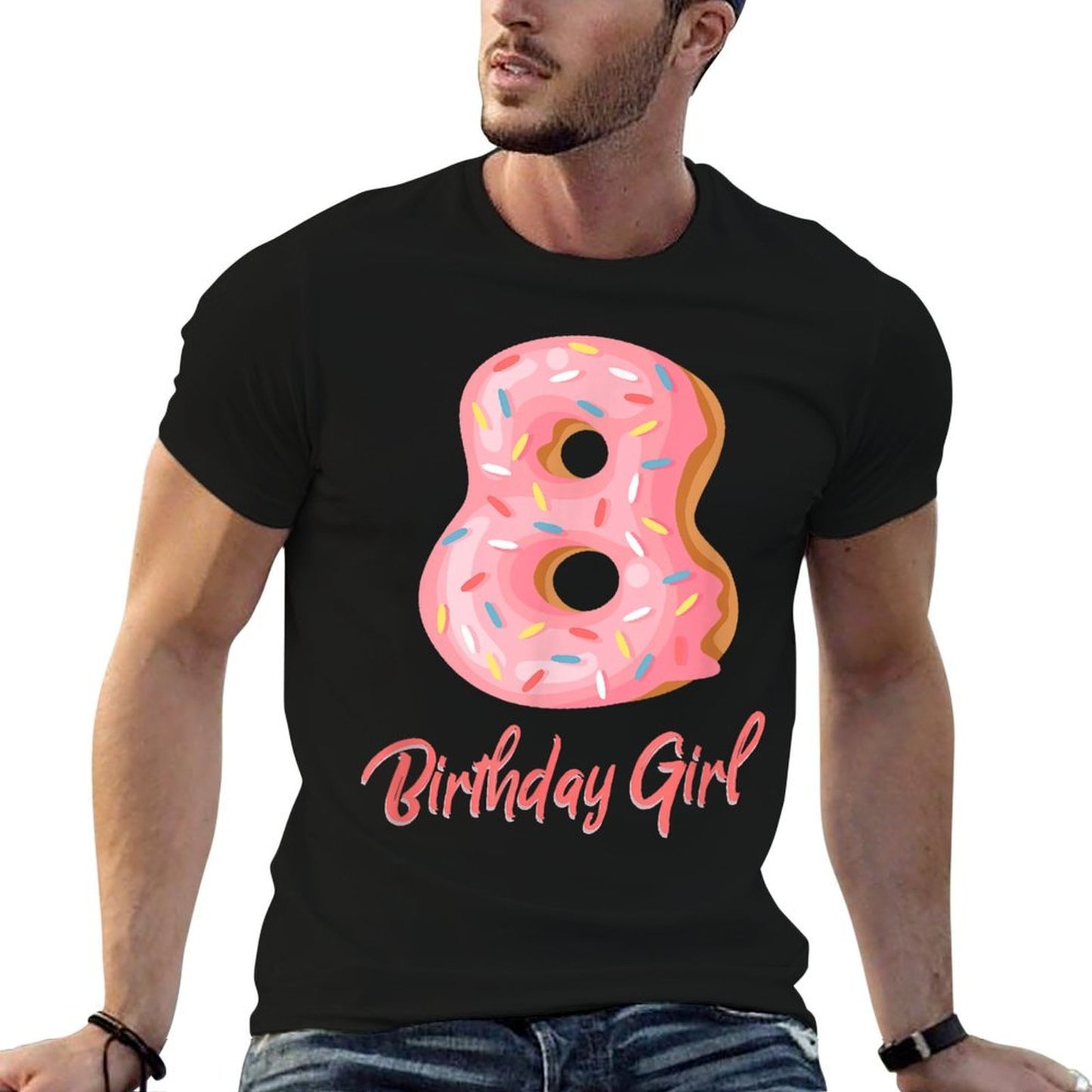 I Am A Eight Year Old Birthday Girl Donut T Shirt  Durable T-Shirt