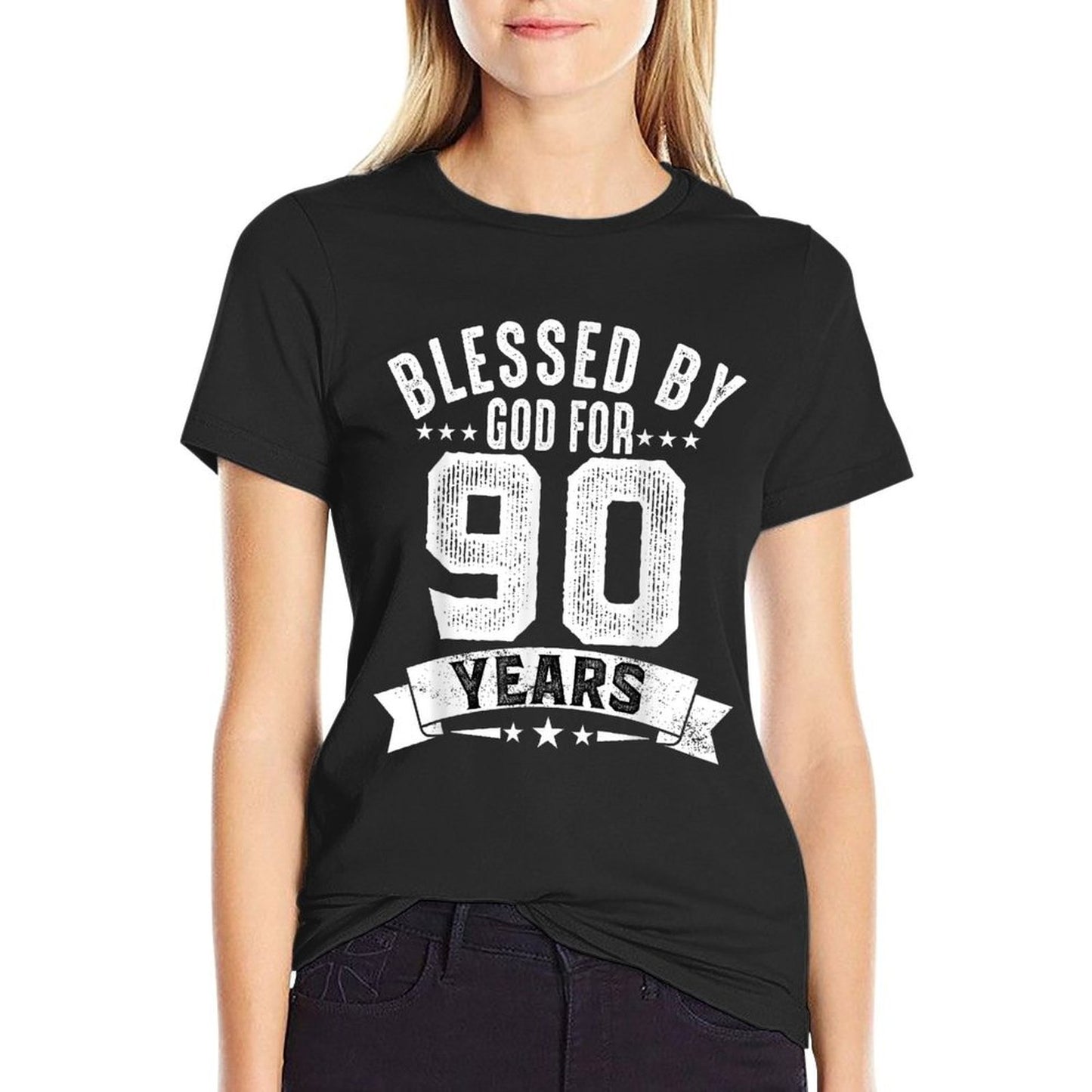 Blessed By God For 90 Years Ninety Birthday 90th Birthday  Wrinkle-resistant T-Shirt