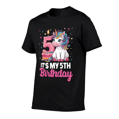 Kids Kids 5 Years Old Birthday Its My 5th Birthday Cute Unicorn  Easy-care T-Shirt