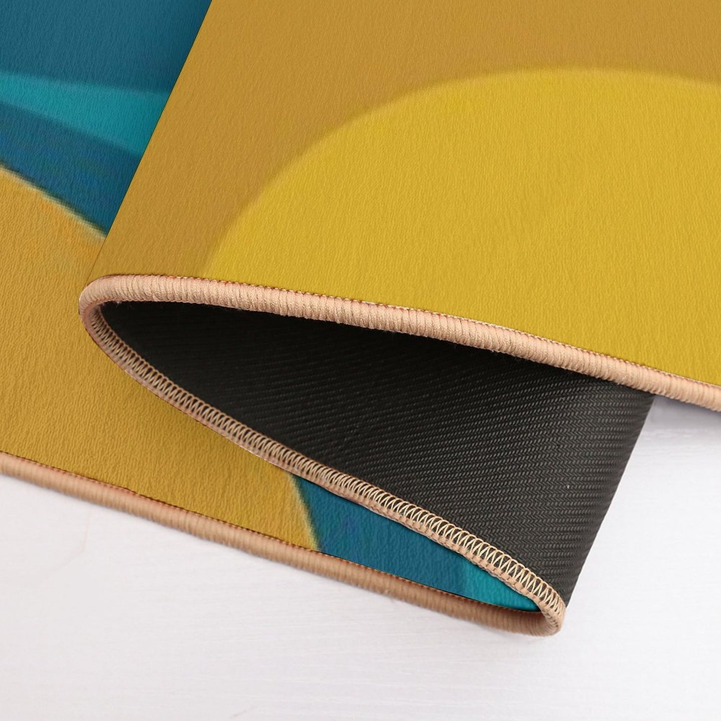 Retro Groove Pattern Mustard Teal  Anti-Trip Bath Mat