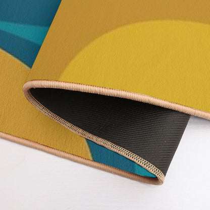 Retro Groove Pattern Mustard Teal  Anti-Trip Bath Mat