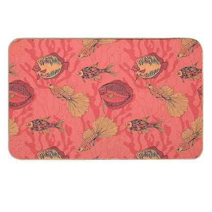 Fishes on Living Coral Background Durable Bath Mat