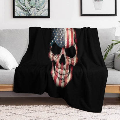 American Flag Skull Comfort Throw Blanket