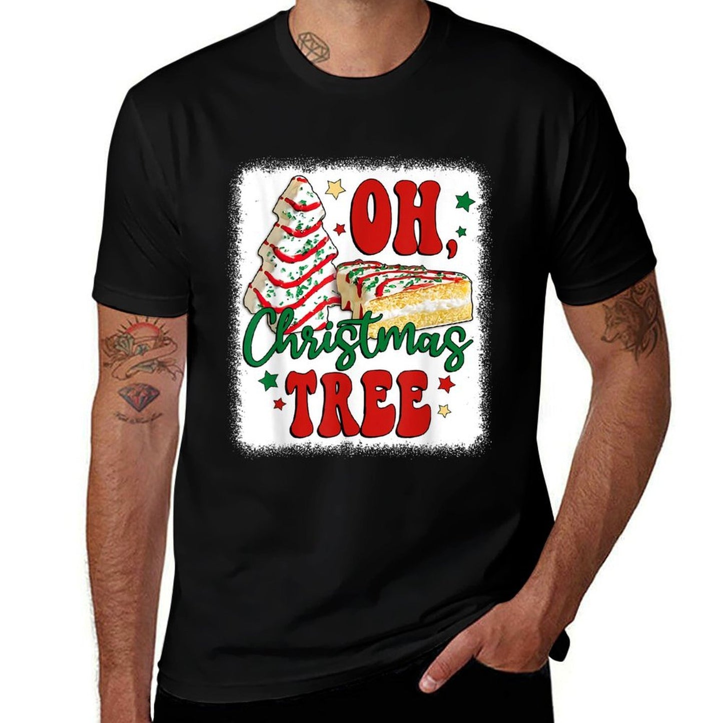 Oh Christmas Tree Cakes Debbie Becky Jen Groovy Retro Pajama  Moisture-wicking T-Shirt