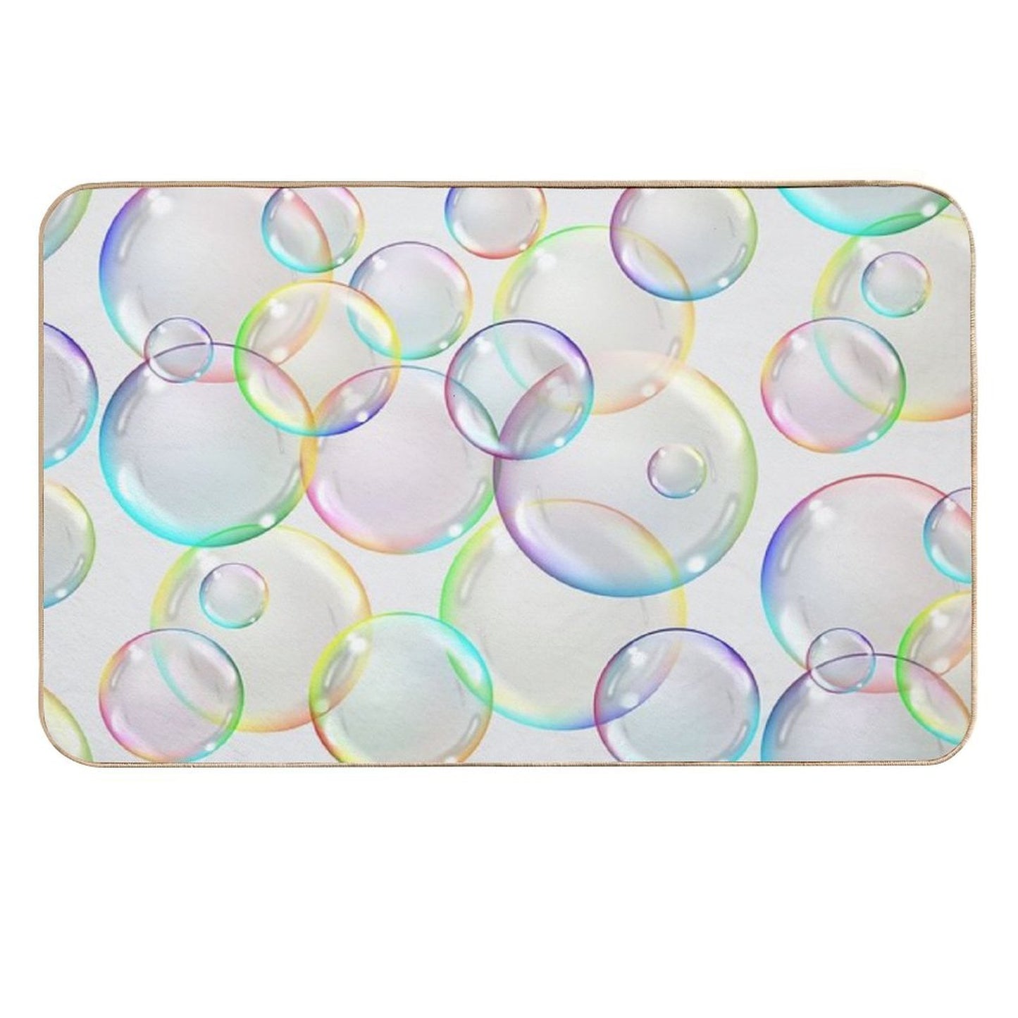 Simply Bubbbles...This Is A Simple And Pretty Bubble Pattern with Translucent Rainbow Colors  Easy To Clean Bath Mat