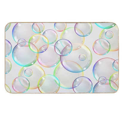 Simply Bubbbles...This Is A Simple And Pretty Bubble Pattern with Translucent Rainbow Colors  Easy To Clean Bath Mat