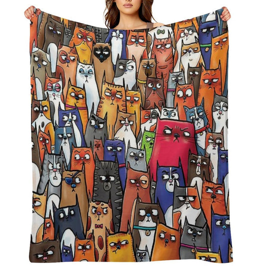 Suspicious Kitties All-season Throw Blanket