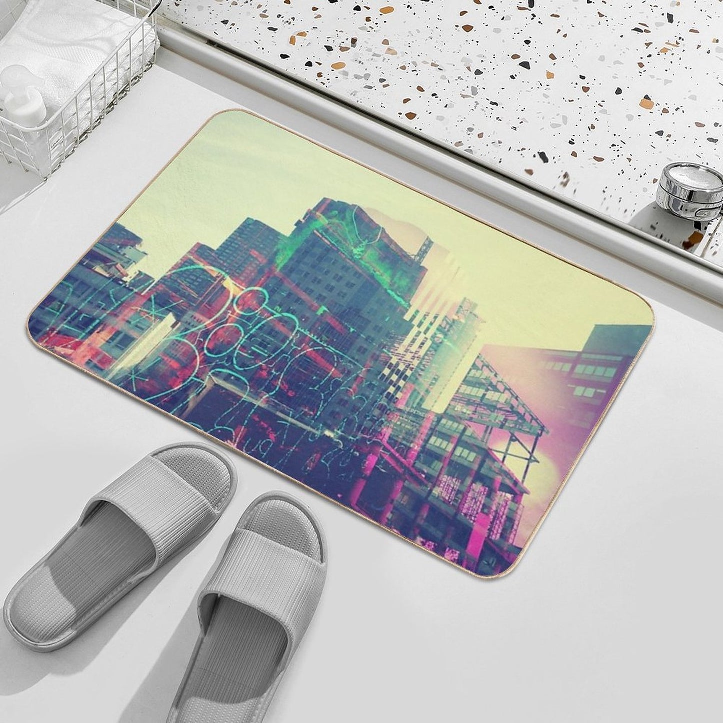 Urban Graffiti  Easy Maintenance Bath Mat
