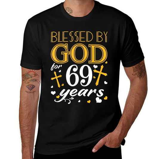 Vintage Blessed By God For 69 Years Happy 69th Birthday  Summer-ready Fabric T-Shirt