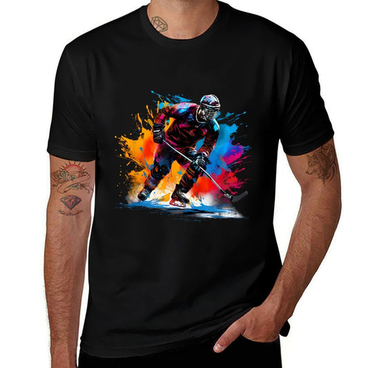 Colorful Ice Hockey  Polyester Blend T-Shirt