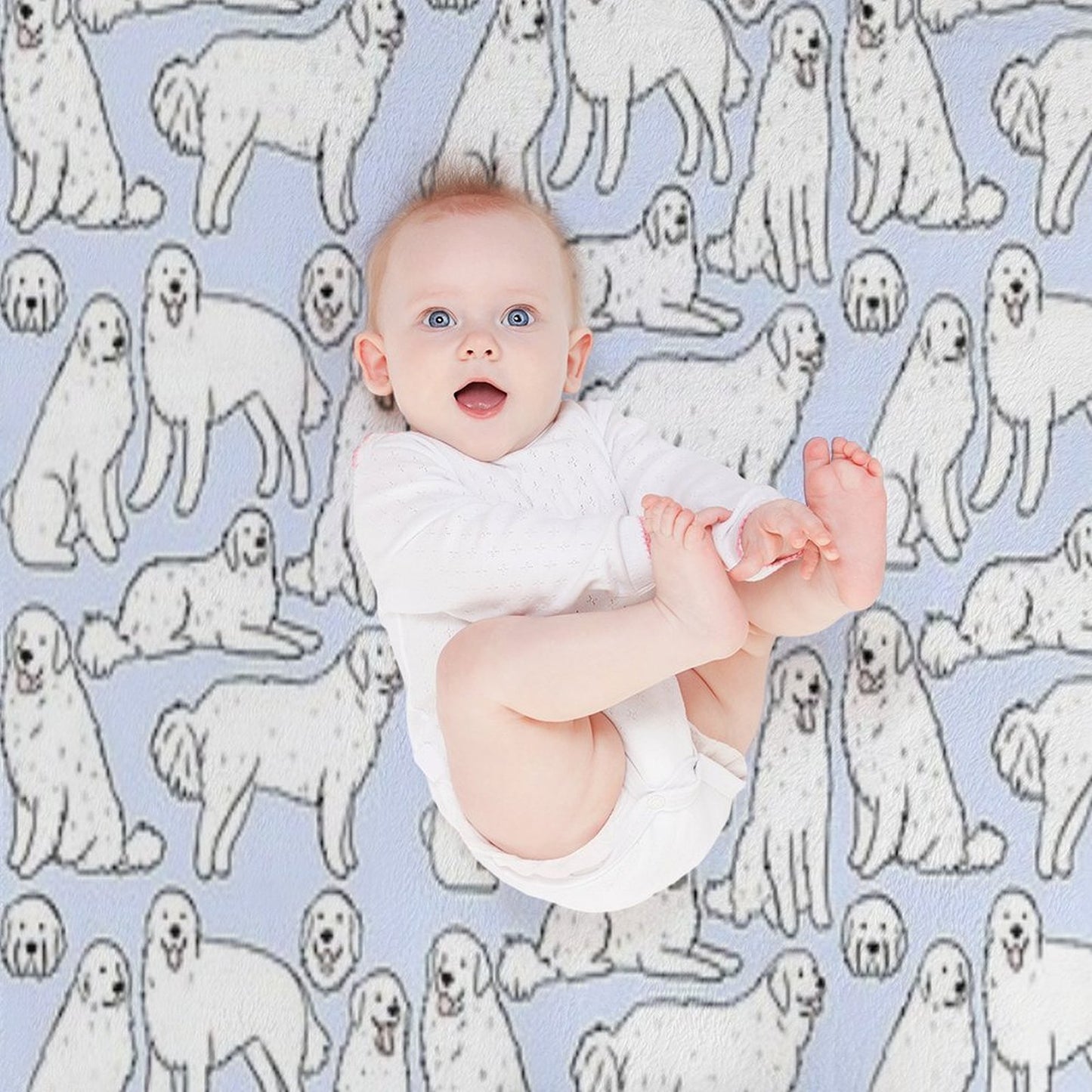 Great Pyrenees Cute Illustration Pattern Quick-dry Throw Blanket