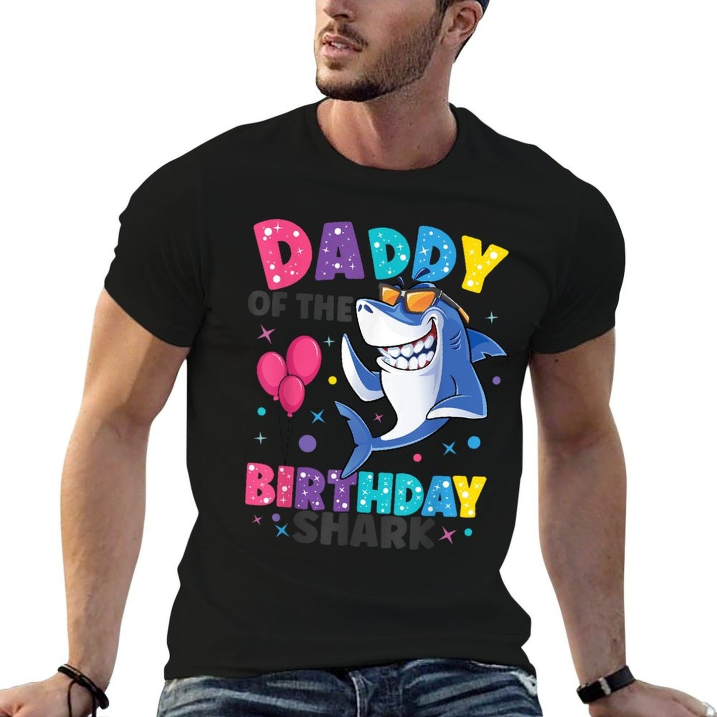Daddy of The Shark Birthday Dad Matching Family  Tagless Design T-Shirt