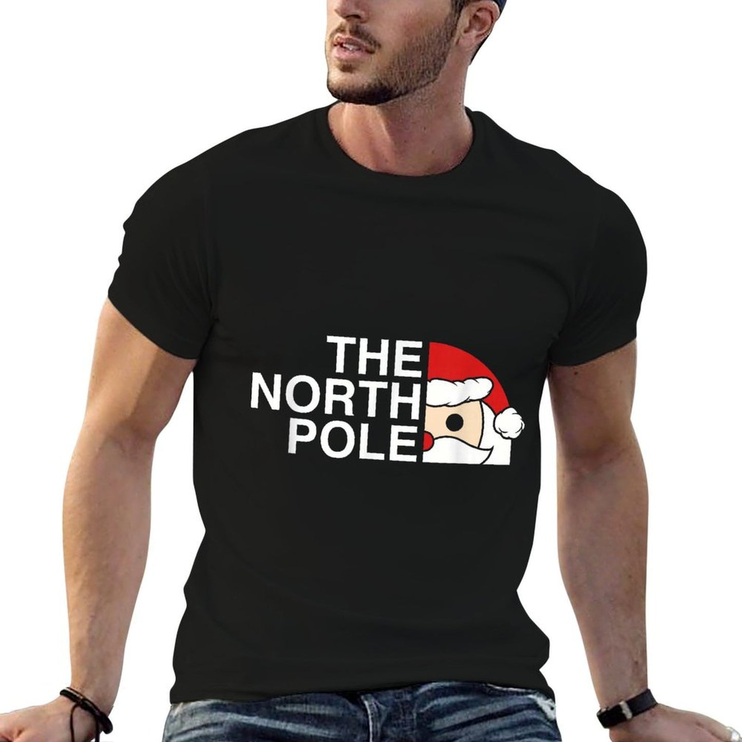 Funny Santa Face Christmas Parody The North Pole  Wrinkle-resistant T-Shirt