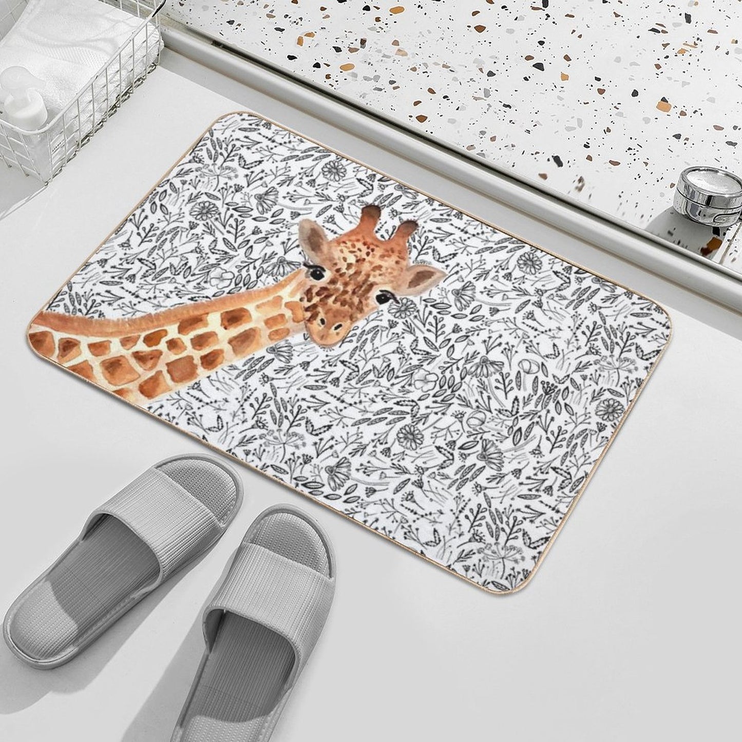 Watercolor Giraffe  Versatile Bath Mat